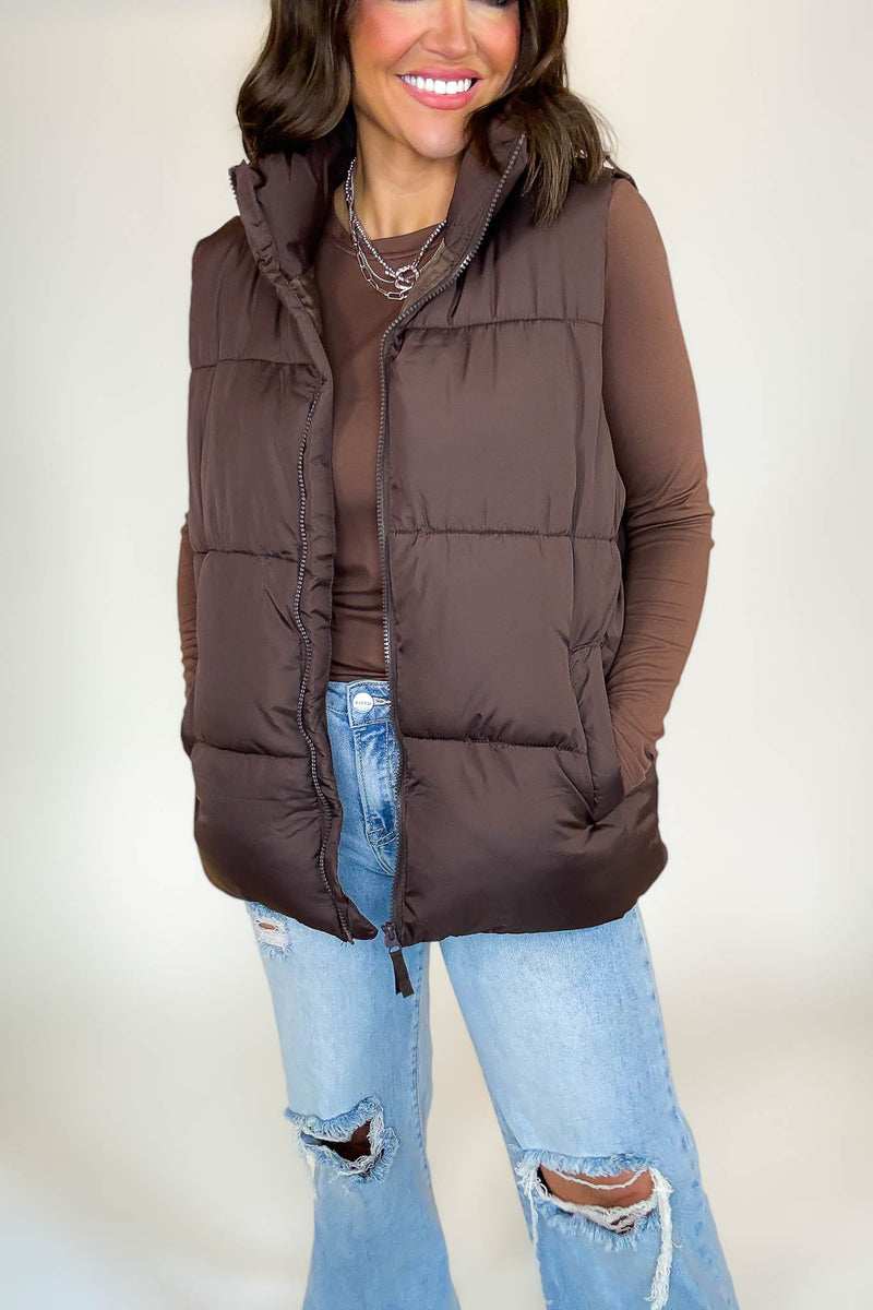 PINK FRIDAY DEAL Brown Over Size Padding Winter Vest