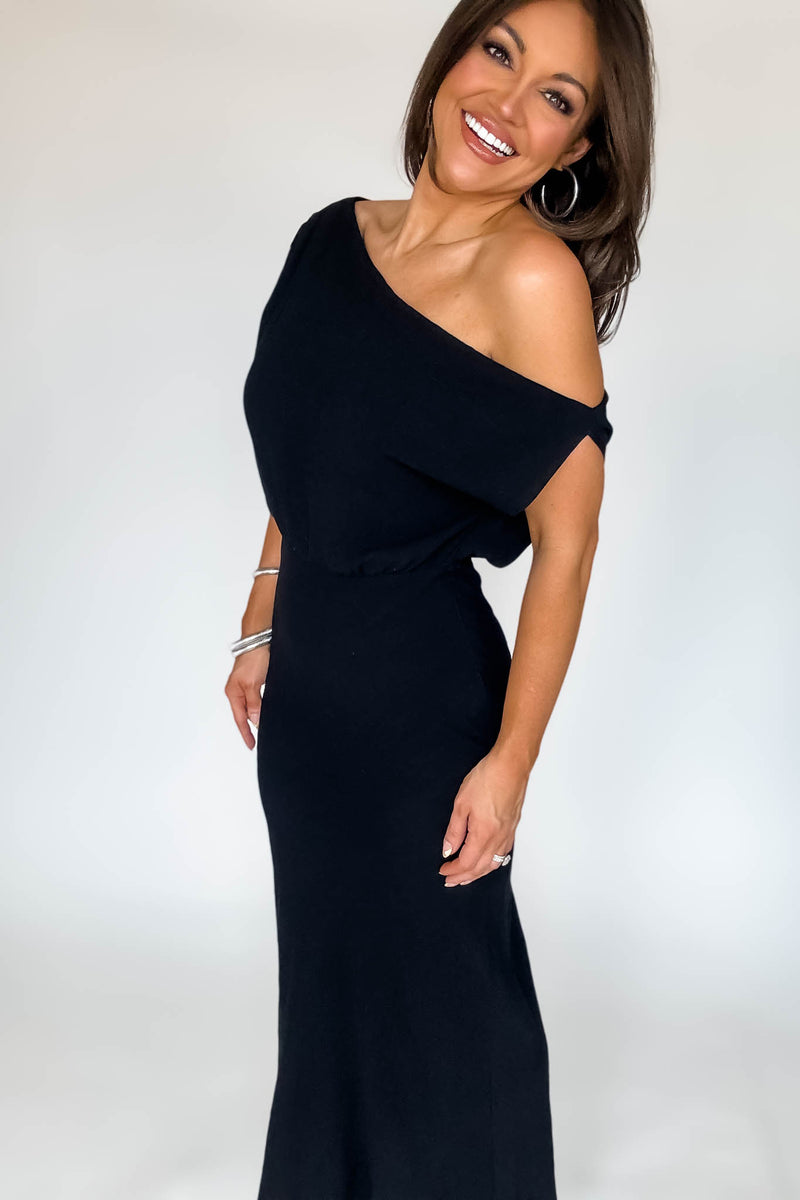 Black Sienna One-Shoulder Maxi Dress