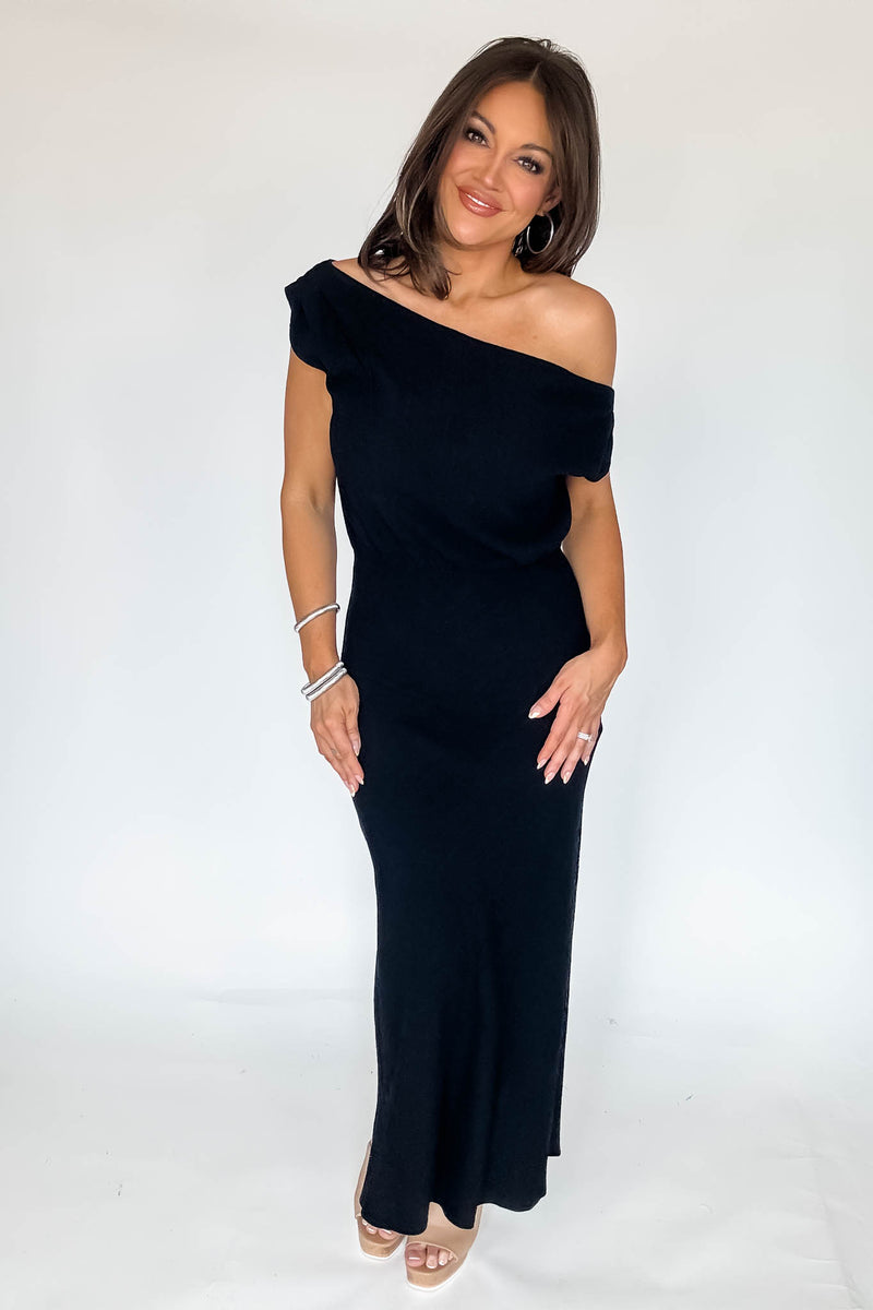 Black Sienna One-Shoulder Maxi Dress