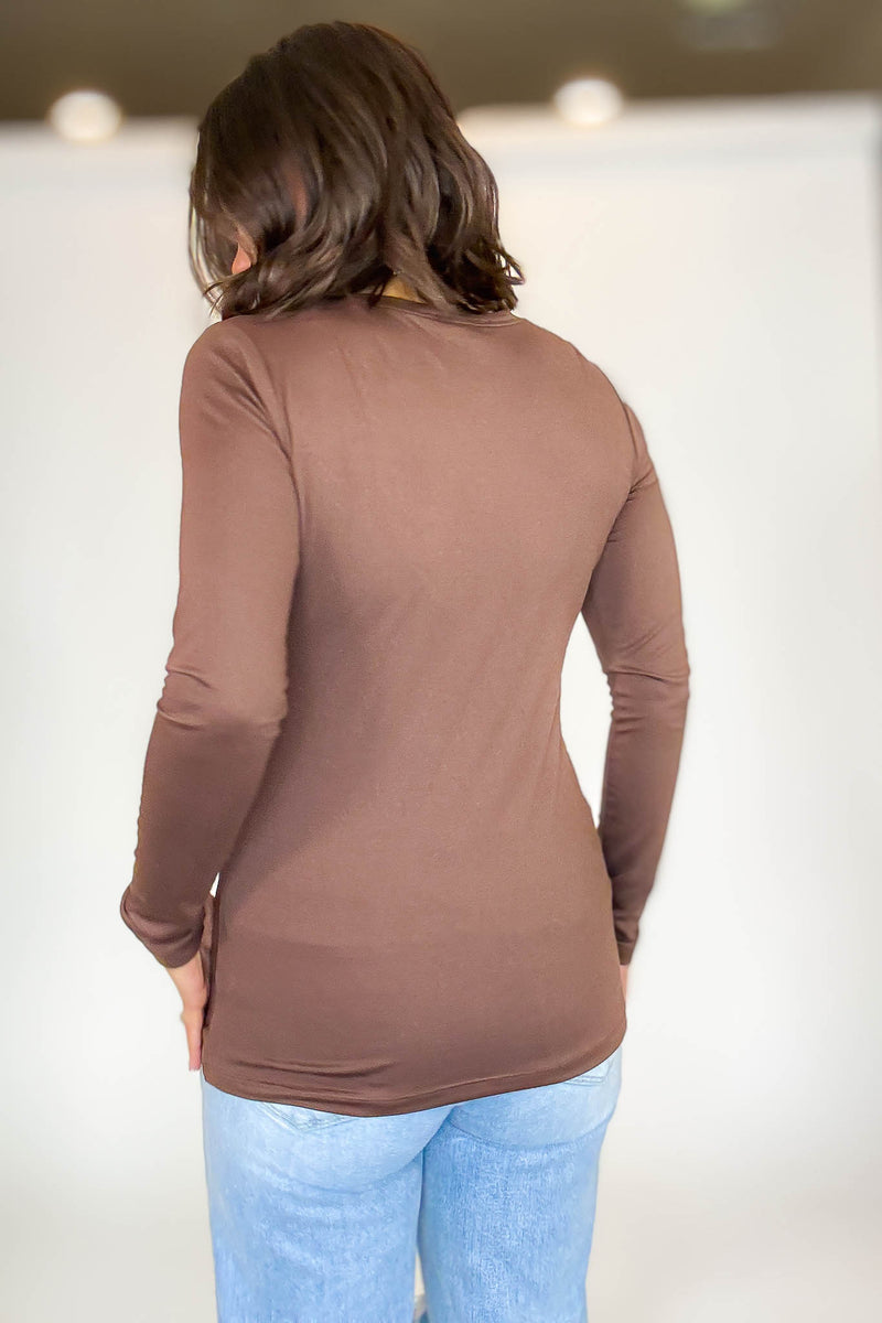 2 FOR $20 SPECIAL ASH JADE AND ASH MOCHA Brushed Microfiber Long Sleeve Round Neck Tee