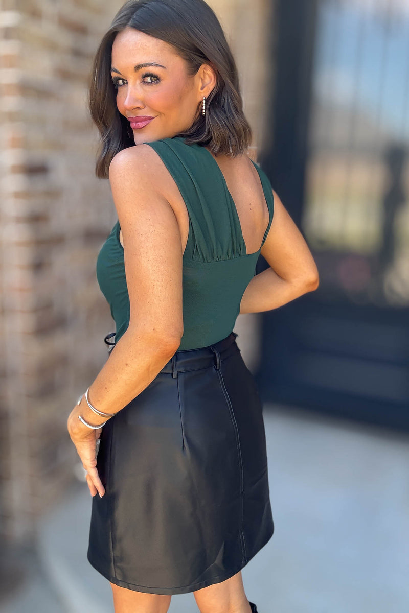 Hunter Green Sleeveless Power Mesh Bodysuit