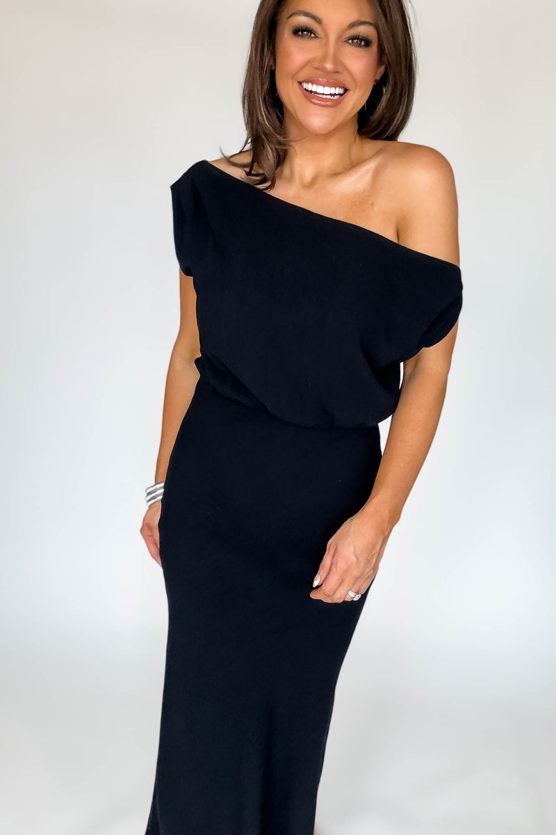 Black Sienna One-Shoulder Maxi Dress