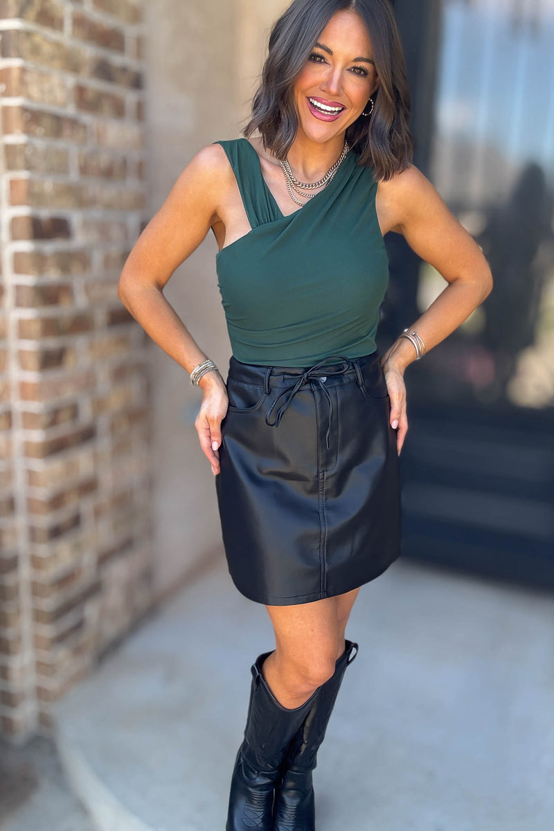 Faux Black Leather Mini Skirt