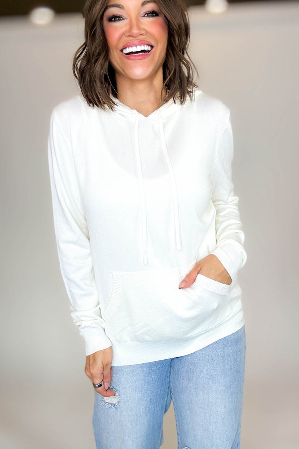 PINK FRIDAY Ivory Women's Sweater Hoodie With Front Pocket