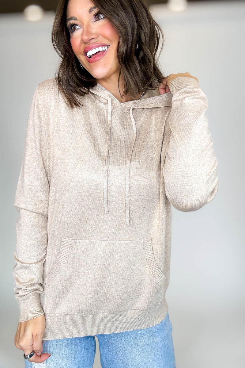 PINK FRIDAY Khaki Women's Sweater Hoodie With Front Pocket