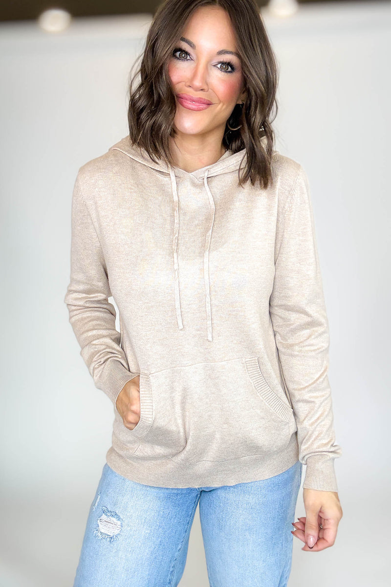 PINK FRIDAY Khaki Women's Sweater Hoodie With Front Pocket