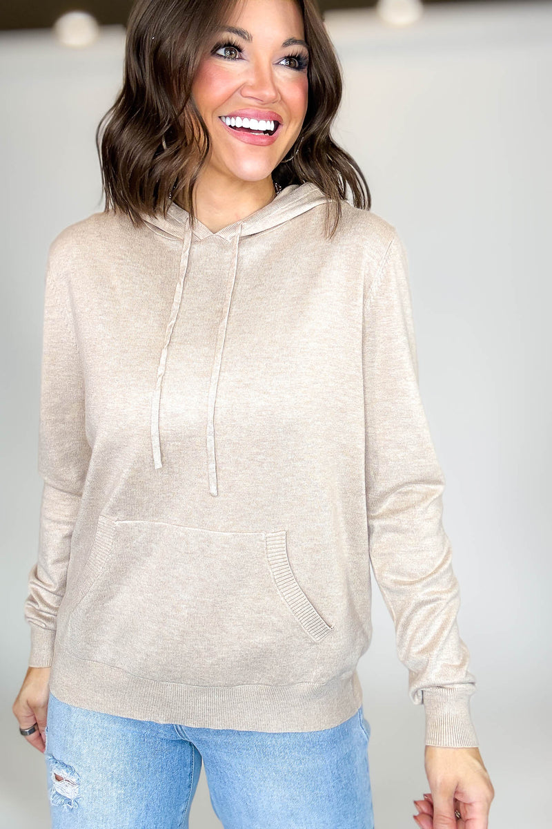 PINK FRIDAY Khaki Women's Sweater Hoodie With Front Pocket