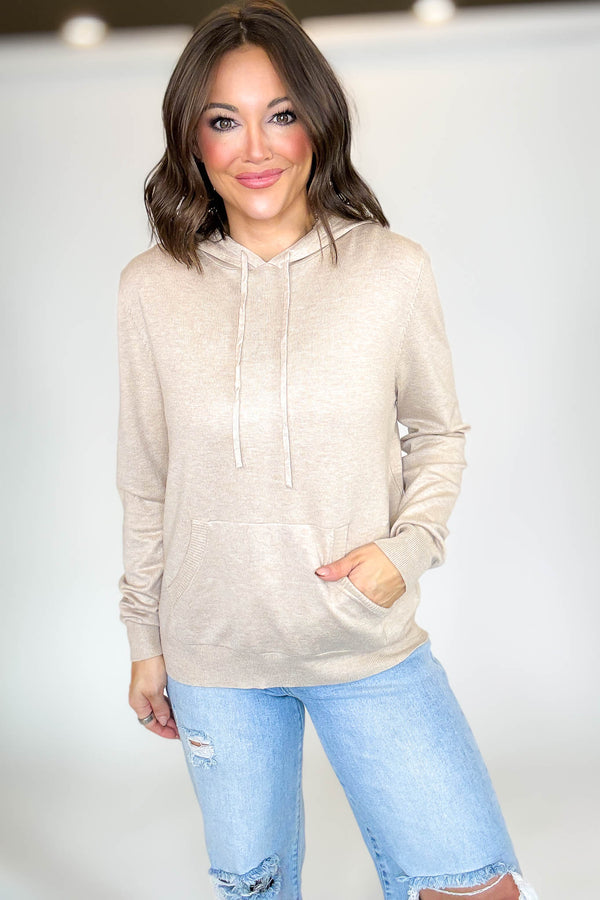 PINK FRIDAY Khaki Women's Sweater Hoodie With Front Pocket