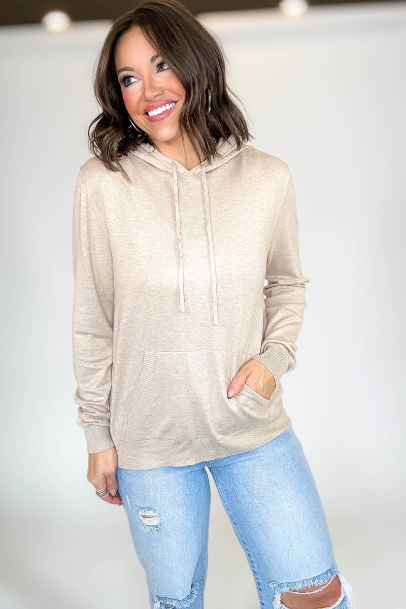 PINK FRIDAY Khaki Women's Sweater Hoodie With Front Pocket