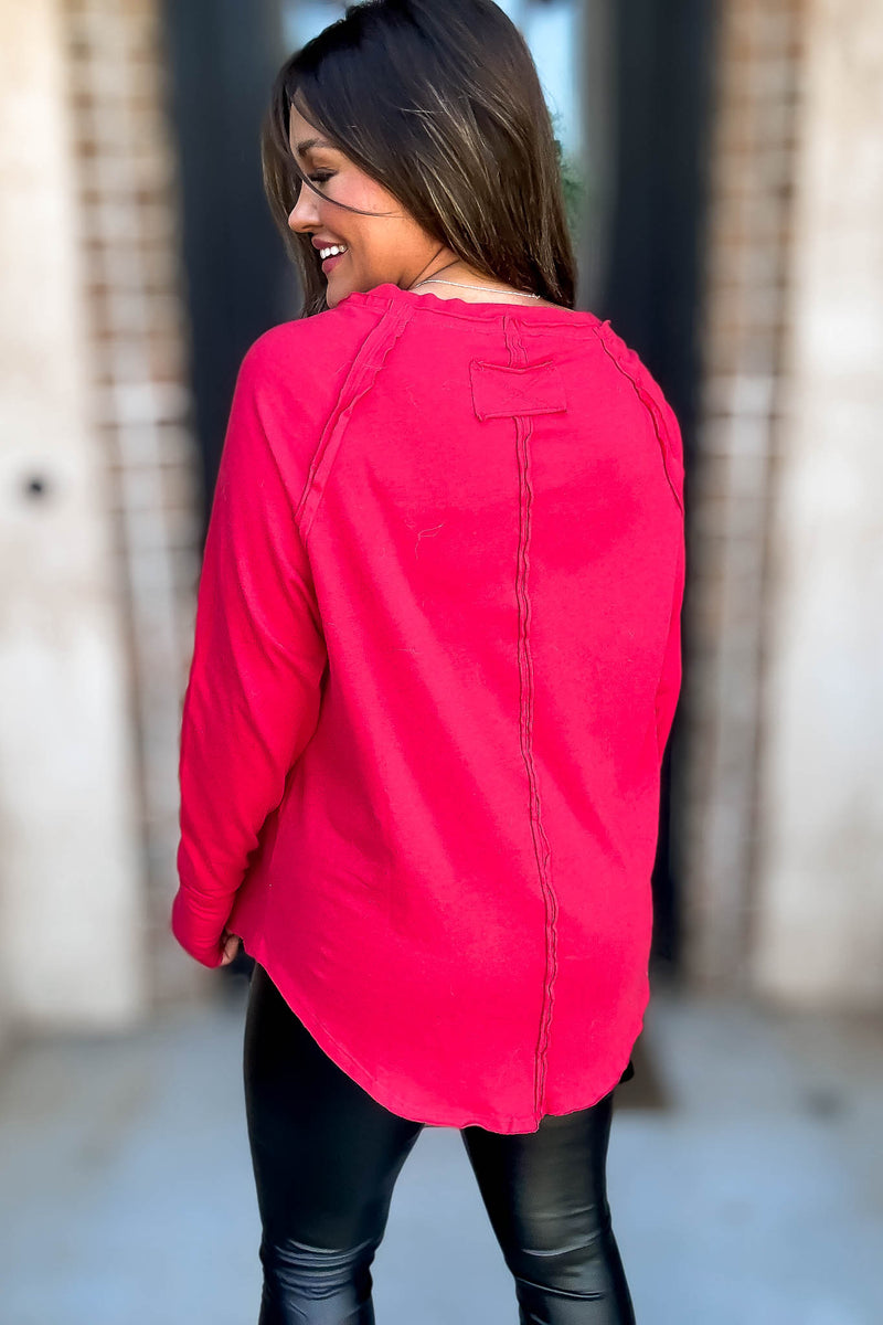 SR Basic Ruby Cotton Raglan Sleeve Top