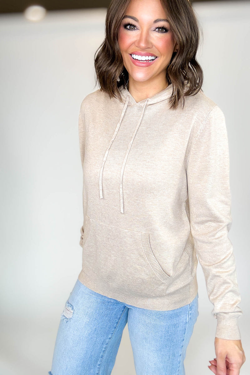 PINK FRIDAY Khaki Women's Sweater Hoodie With Front Pocket