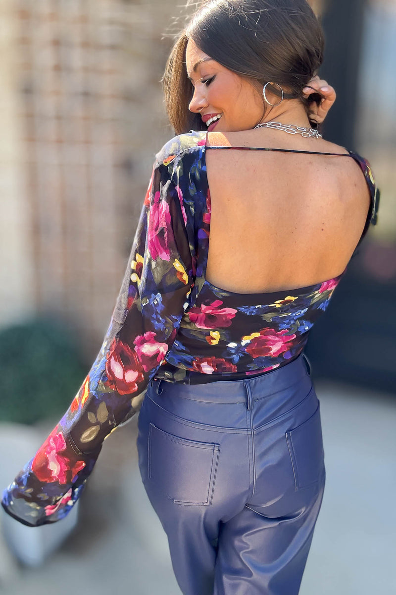 Le Lis Long Sleeve Cowl Neck Floral Printed Top