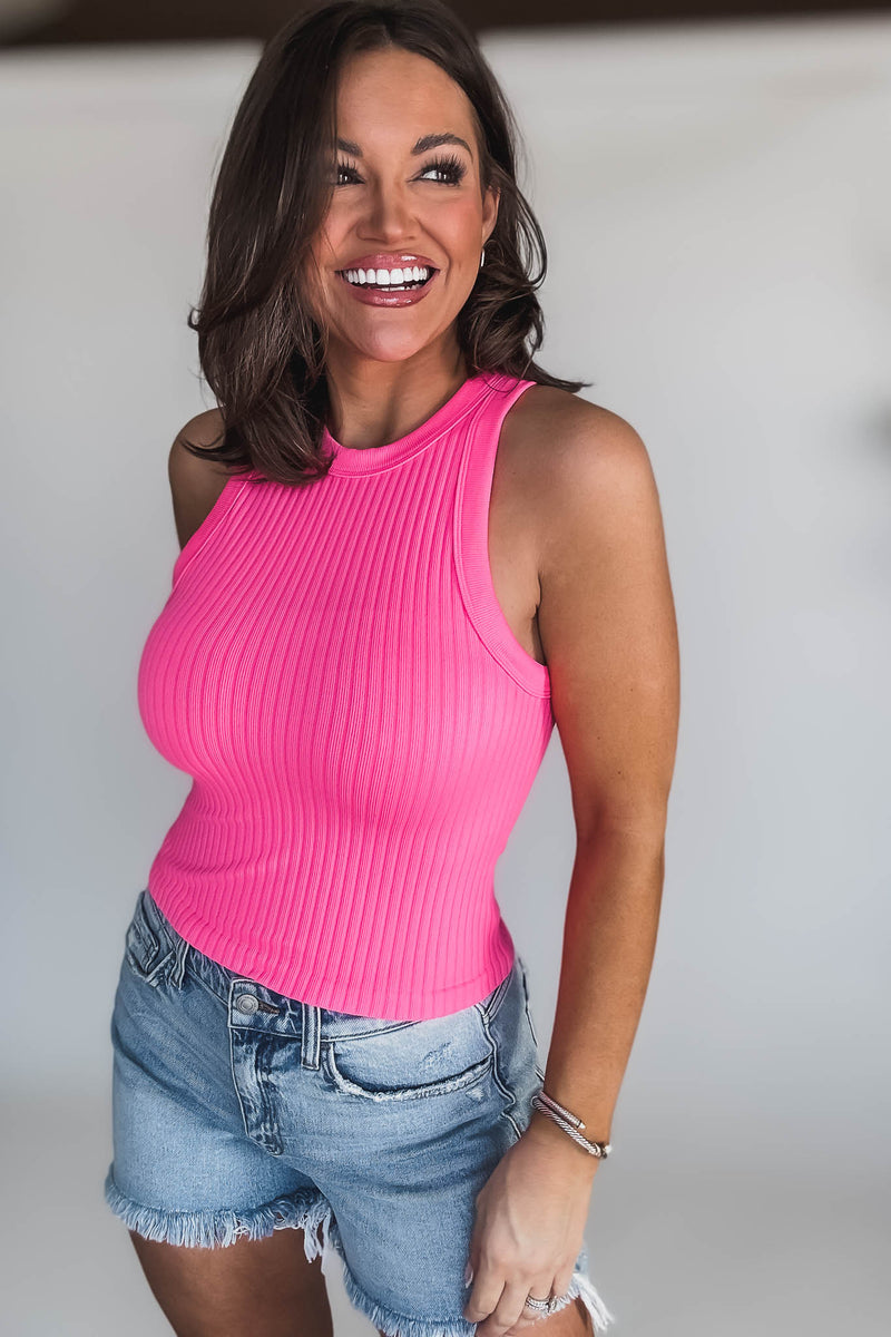 Seamless Fuchsia Ribbed Tank Top