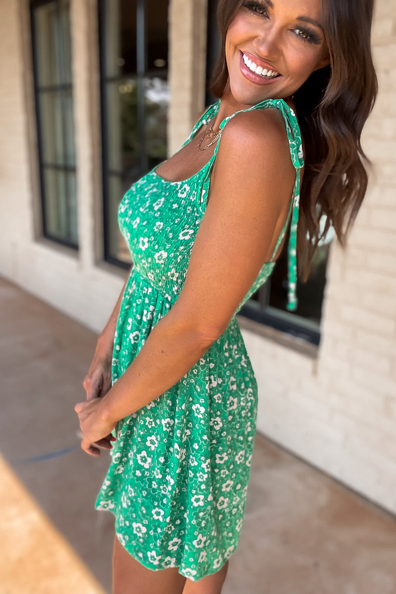 Jazyln Green Floral Print Romper