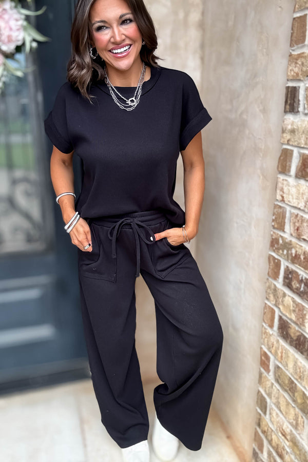 Retreat Black Ribbed Pants