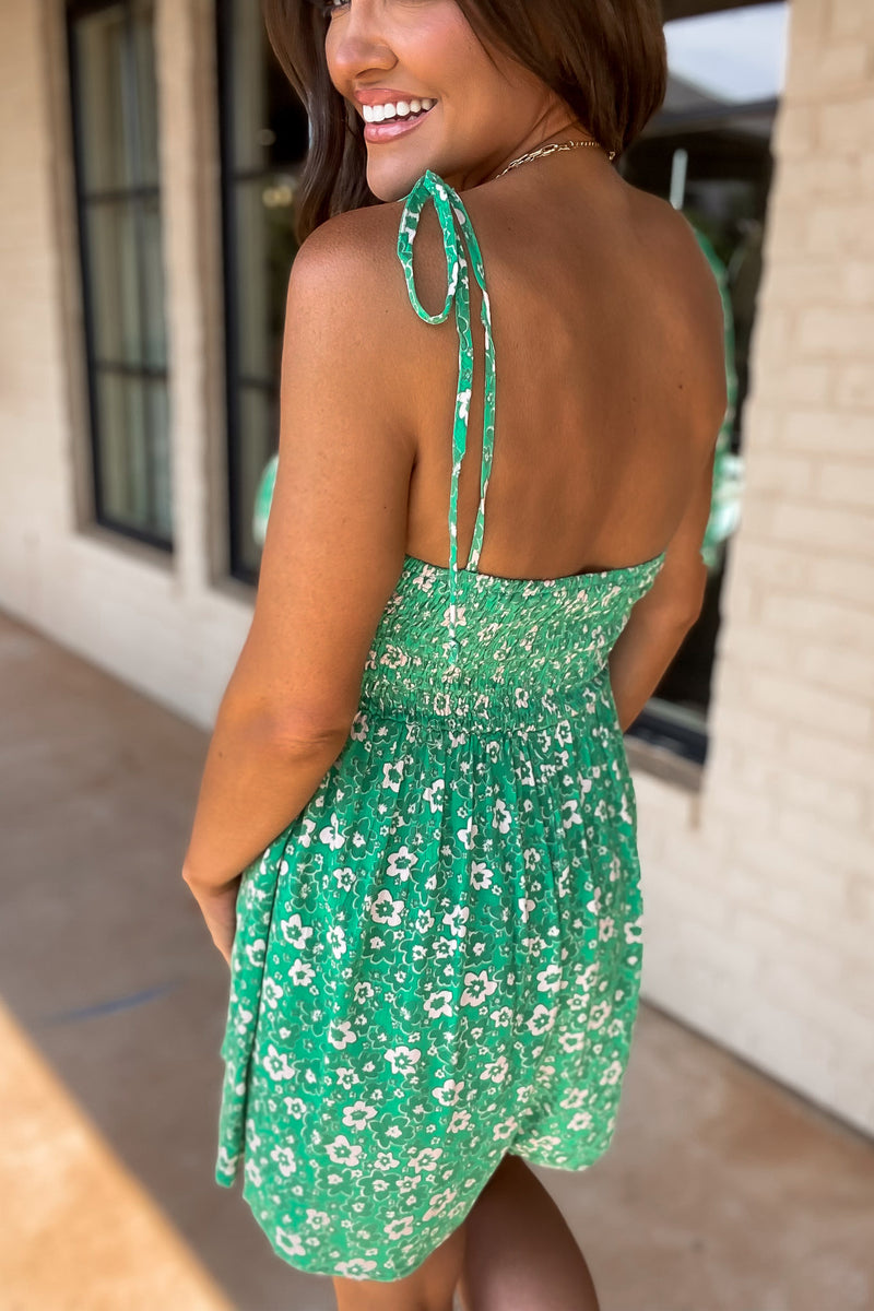 Jazyln Green Floral Print Romper