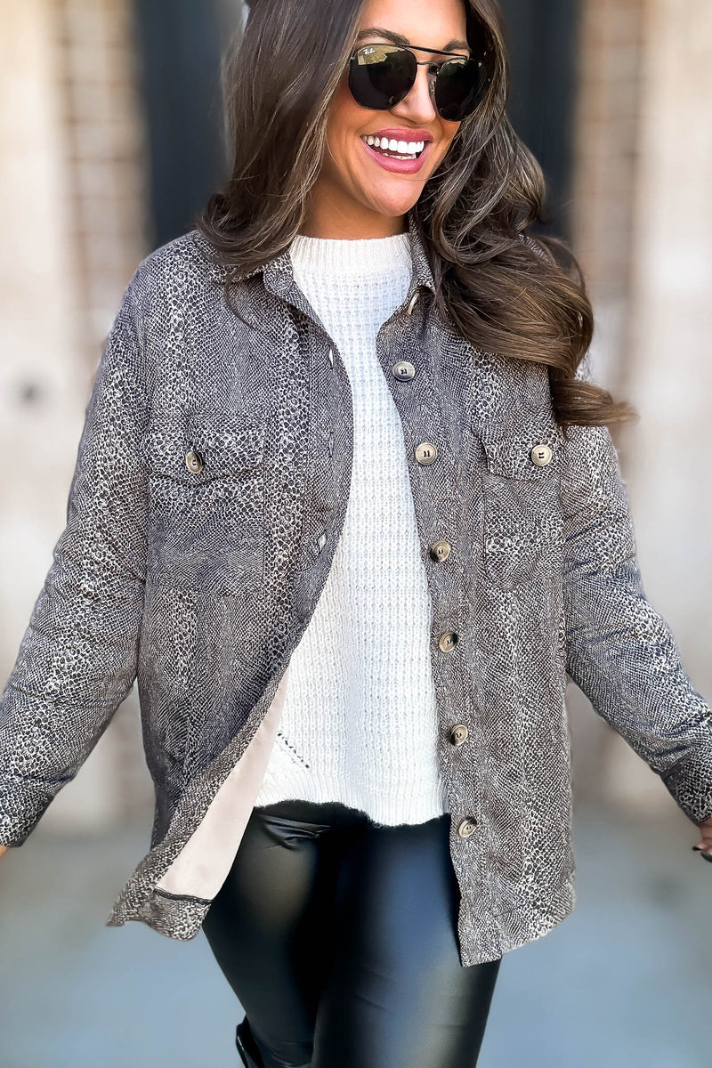 Snake Print Oversized Jacket