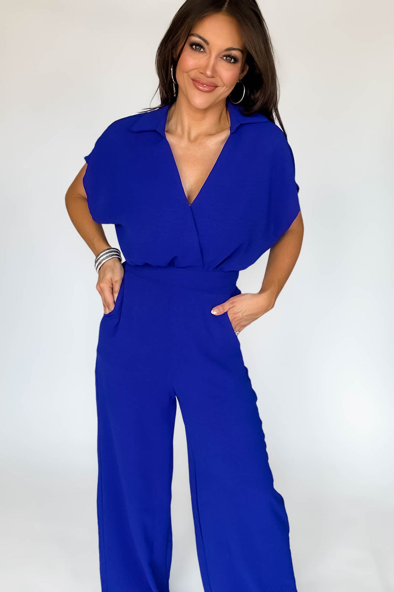 Royal Blue Effortless Surplice Wrap Top