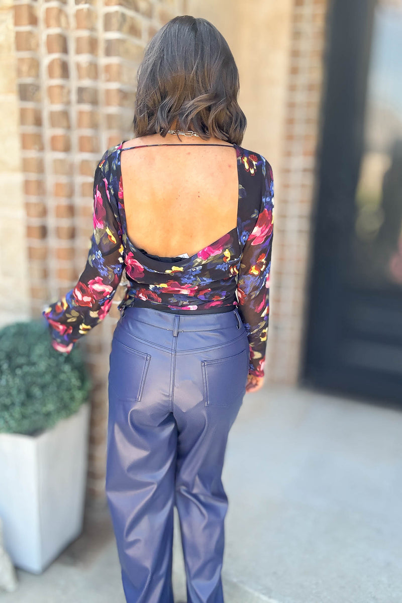 Le Lis Long Sleeve Cowl Neck Floral Printed Top