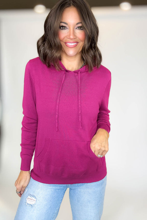 PINK FRIDAY Magenta Women's Sweater Hoodie With Front Pocket
