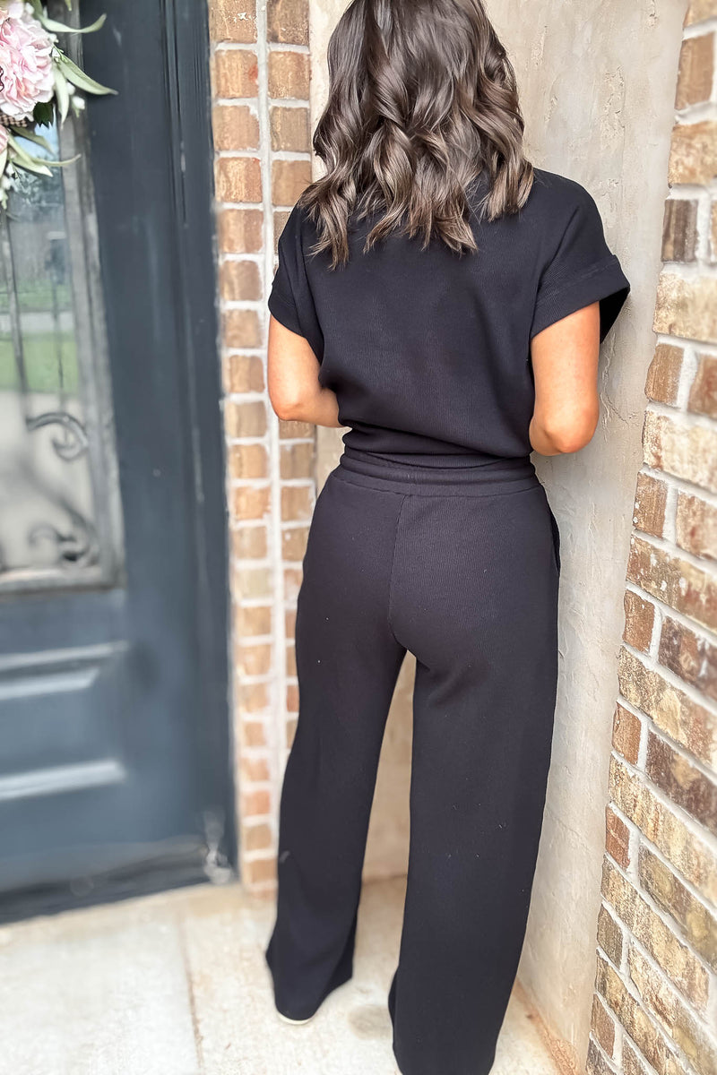 Retreat Black Ribbed Pants