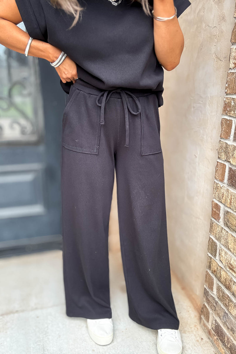 Retreat Black Ribbed Pants