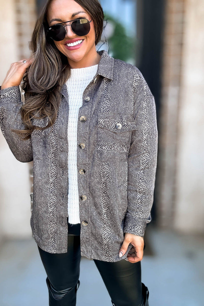 Snake Print Oversized Jacket