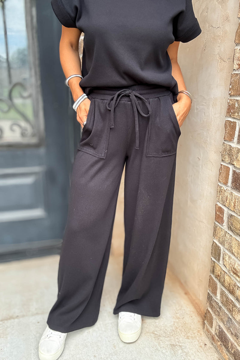 Retreat Black Ribbed Pants