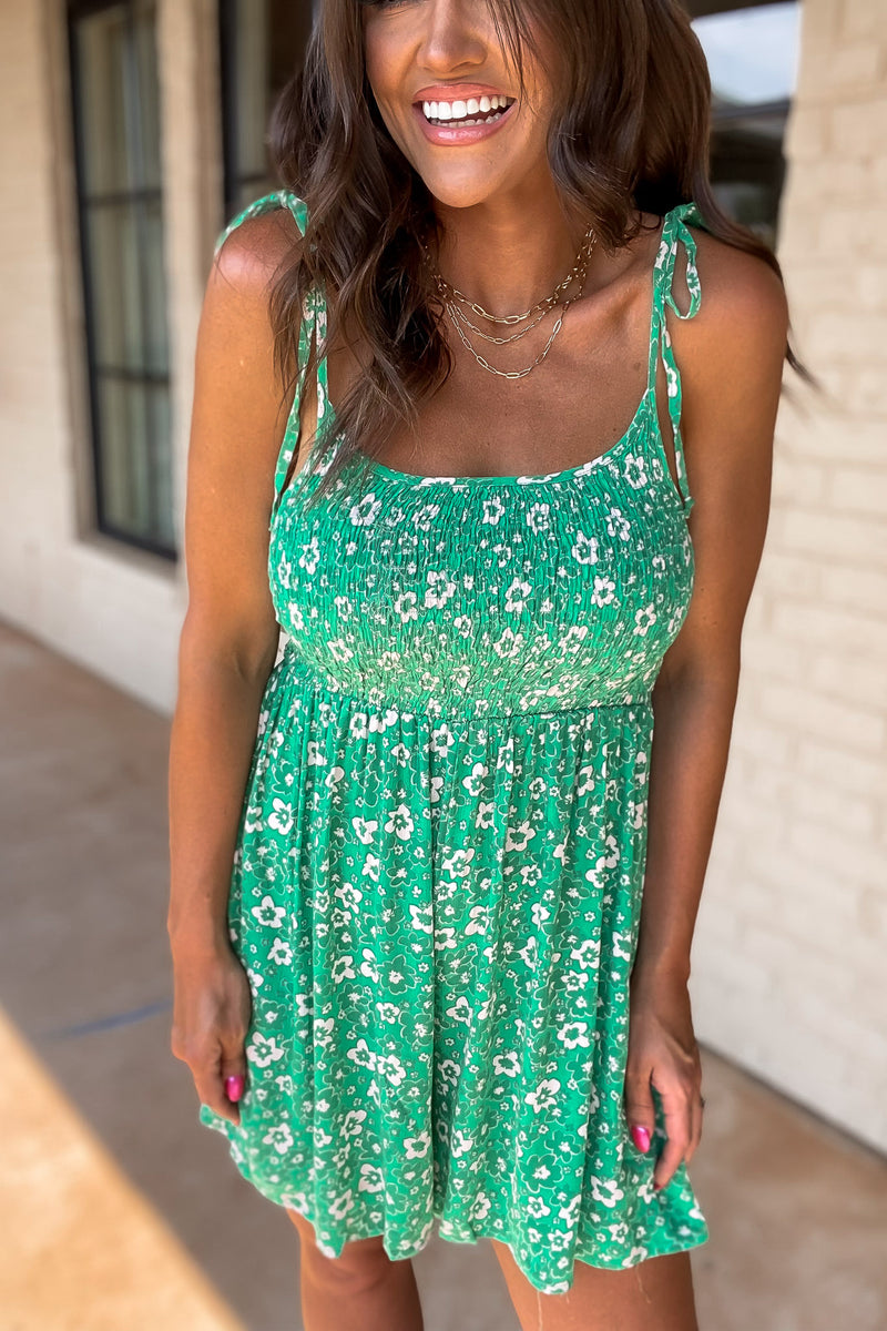 Jazyln Green Floral Print Romper