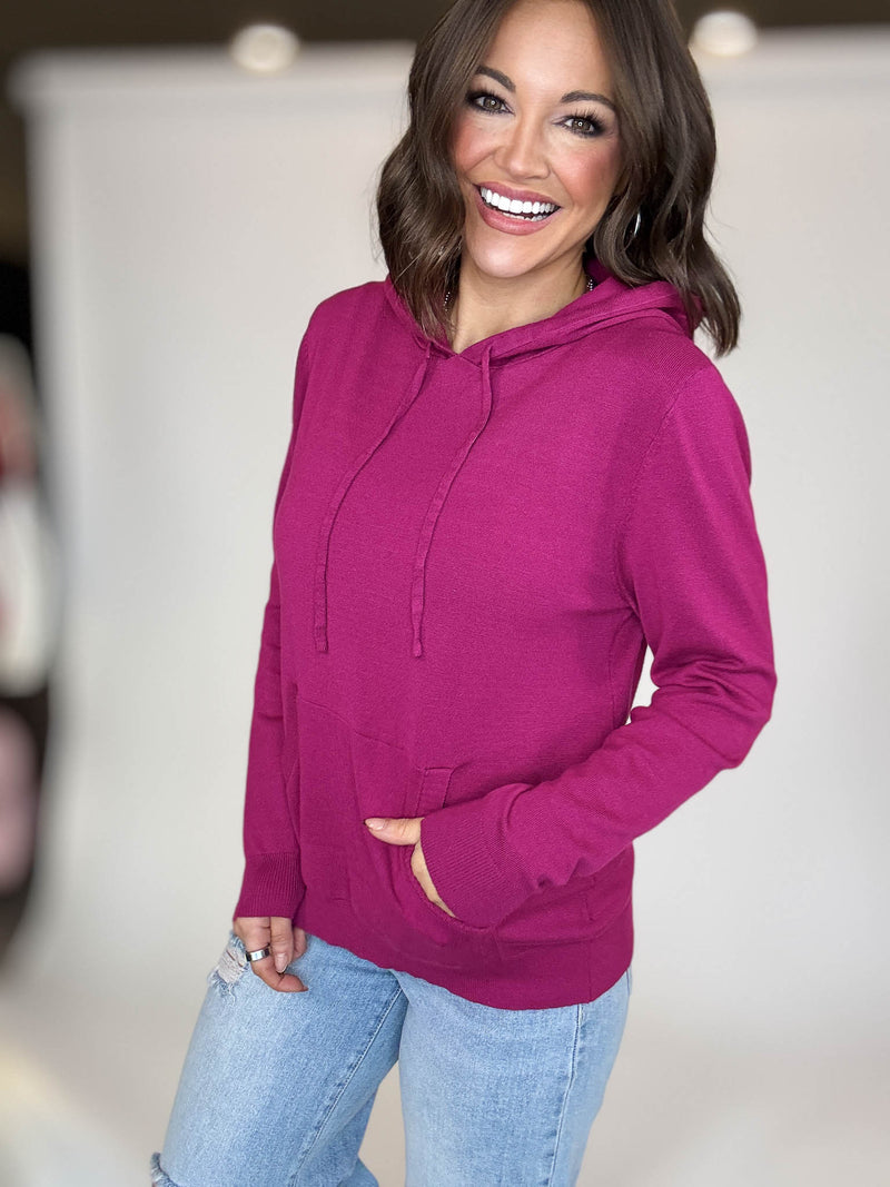 PINK FRIDAY Magenta Women's Sweater Hoodie With Front Pocket
