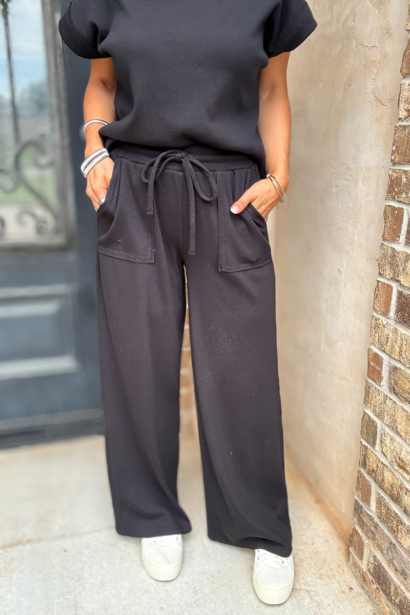 Retreat Black Ribbed Pants