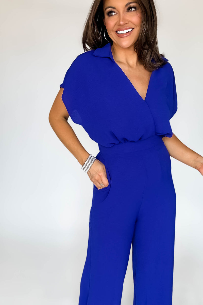 Royal Blue Effortless Surplice Wrap Top