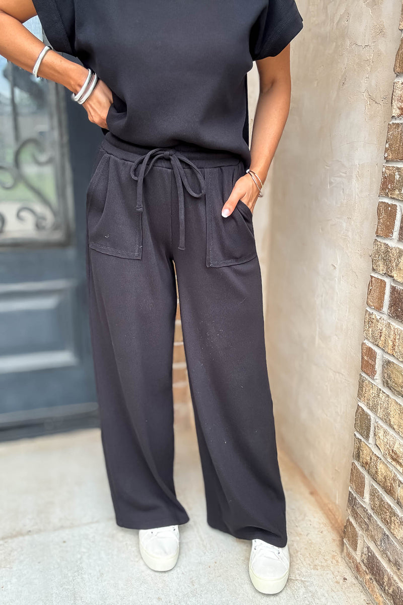 Retreat Black Ribbed Pants