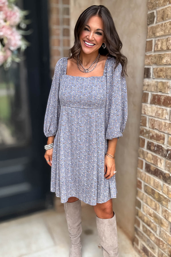 Floral Print Pleated Back Detailed Woven Dress