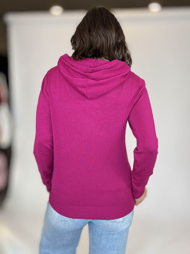PINK FRIDAY Magenta Women's Sweater Hoodie With Front Pocket