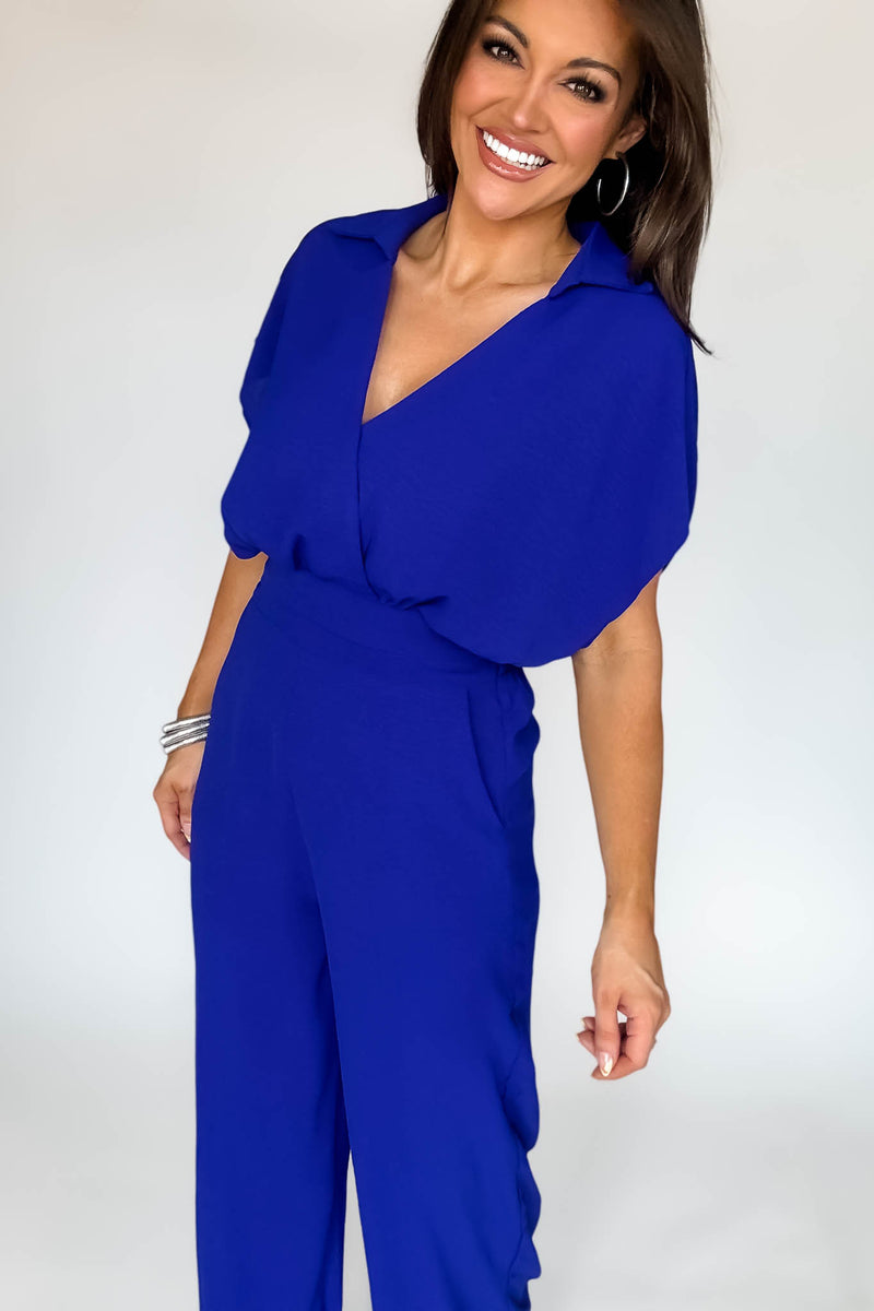 Royal Blue Effortless Surplice Wrap Top