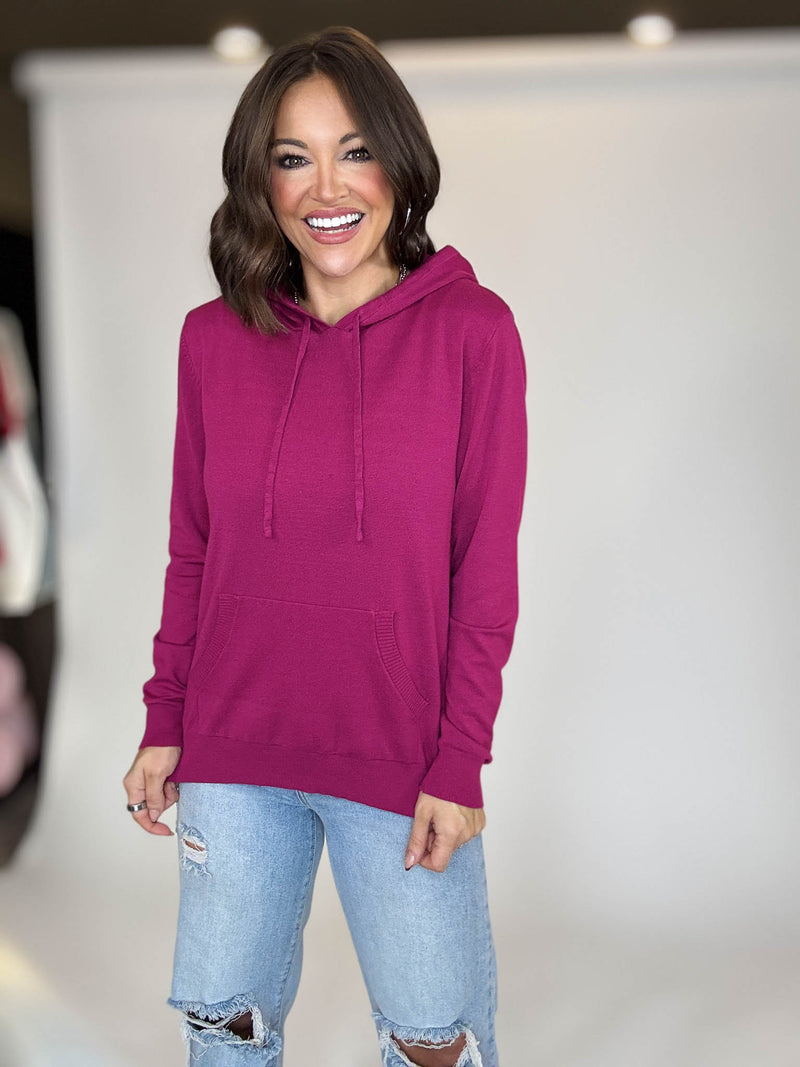 PINK FRIDAY Magenta Women's Sweater Hoodie With Front Pocket