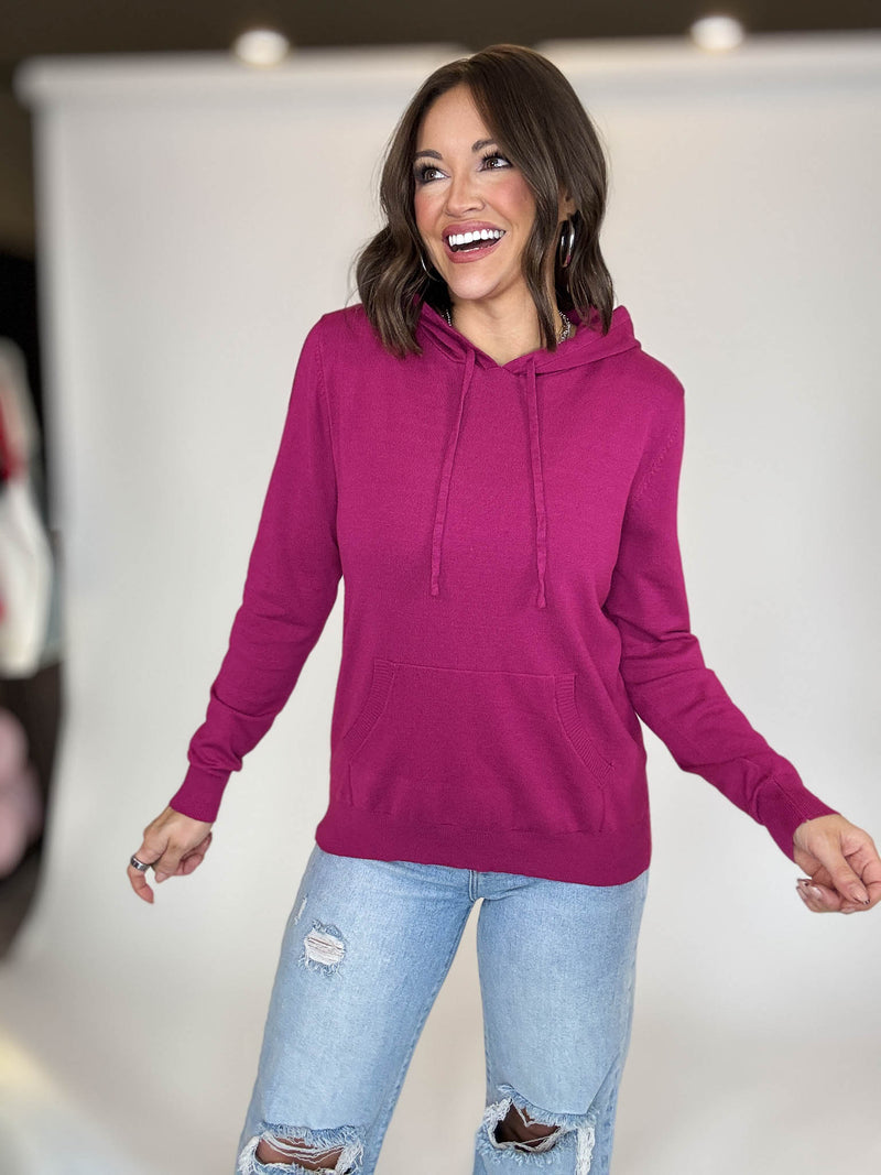 PINK FRIDAY Magenta Women's Sweater Hoodie With Front Pocket
