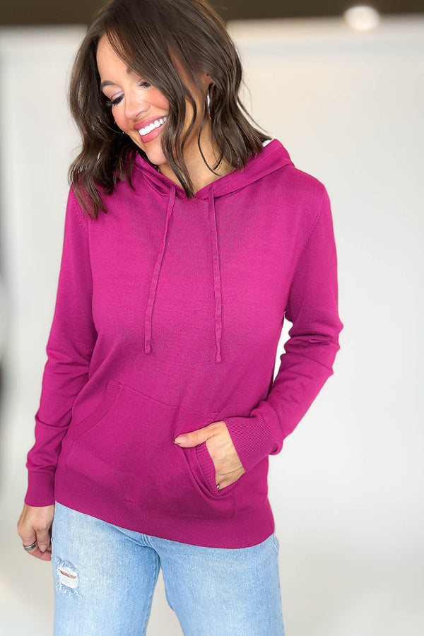 PINK FRIDAY Magenta Women's Sweater Hoodie With Front Pocket