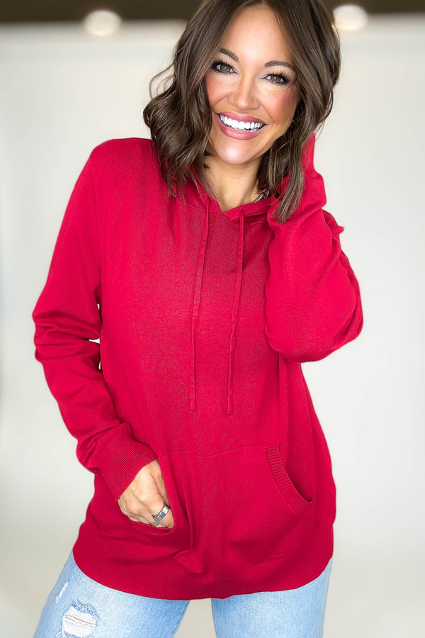 PINK FRIDAY Red Women's Sweater Hoodie With Front Pocket