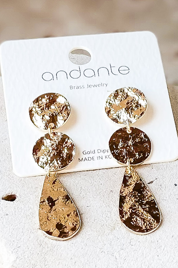 To Be Loved Gold Hammered Stacked Earring