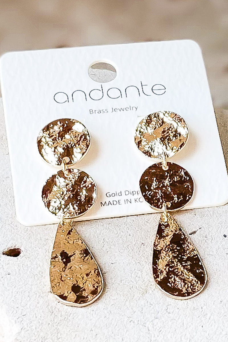 To Be Loved Gold Hammered Stacked Earring