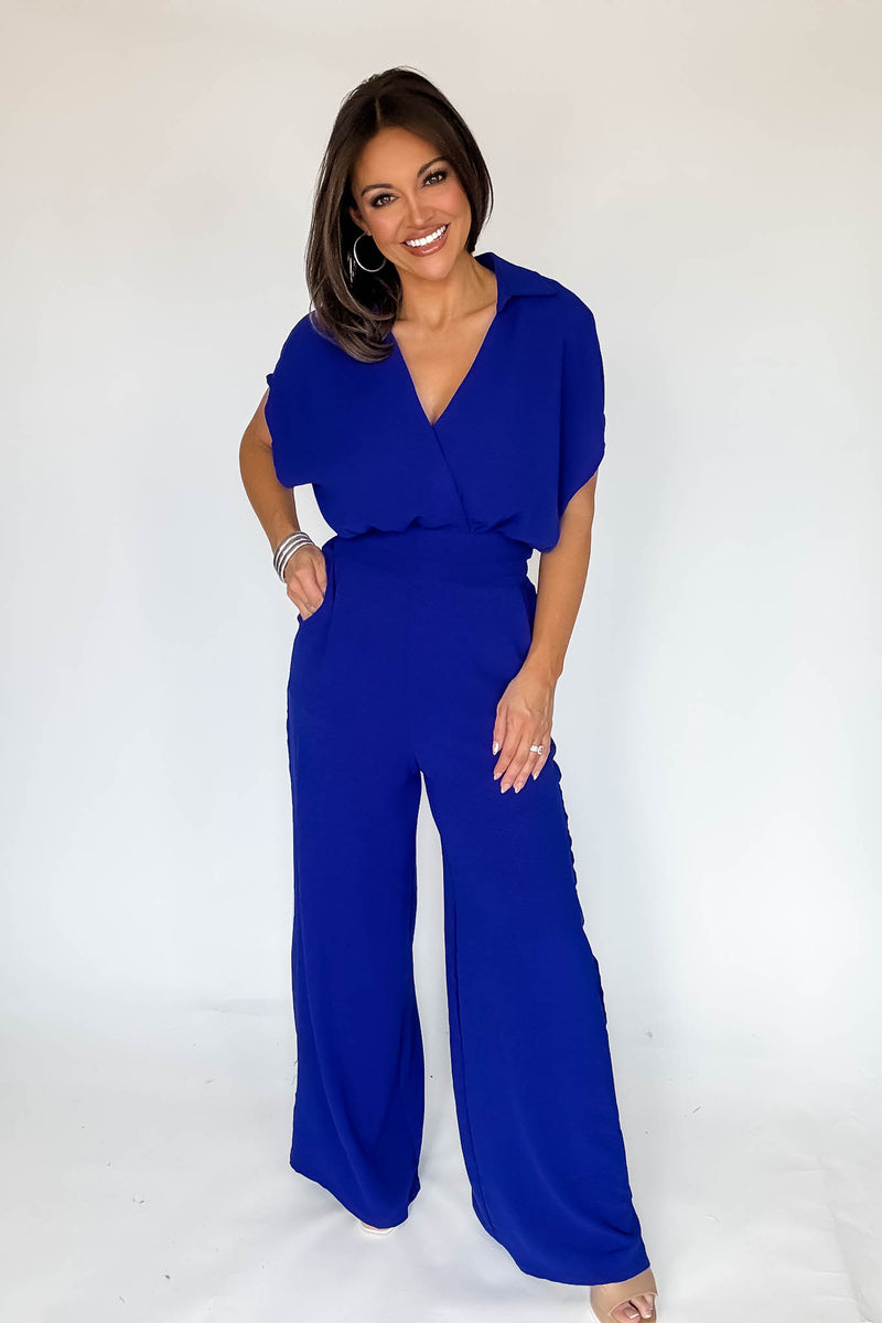 Royal Blue Woven Wide Leg Flowy Pants