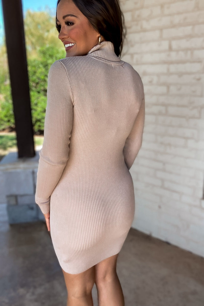 Oh So Bold Heather Taupe Sweater Dress