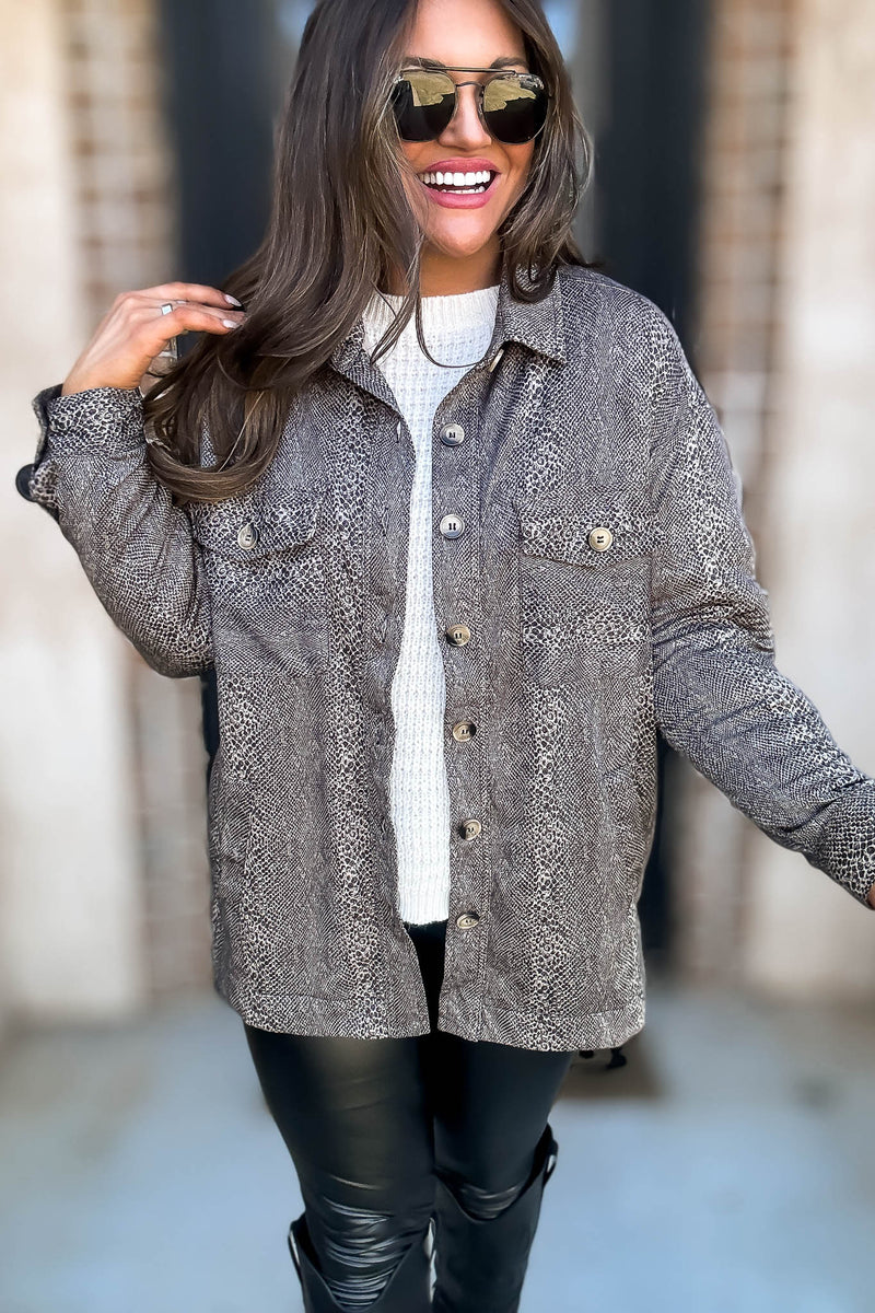 Snake Print Oversized Jacket