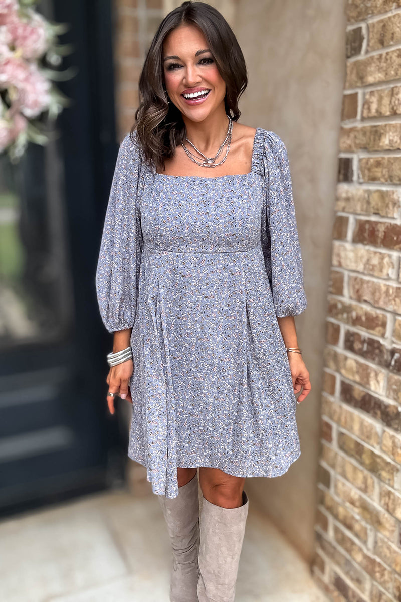 Floral Print Pleated Back Detailed Woven Dress