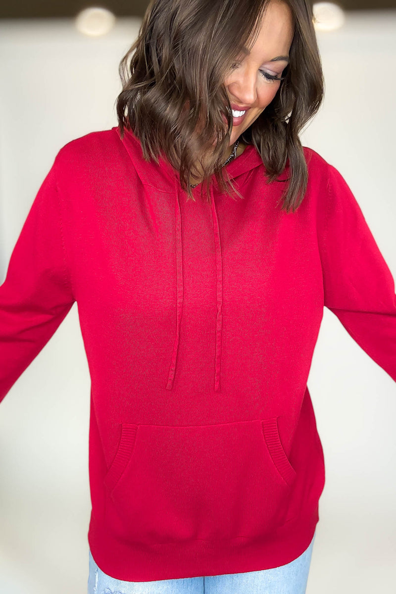 PINK FRIDAY Red Women's Sweater Hoodie With Front Pocket