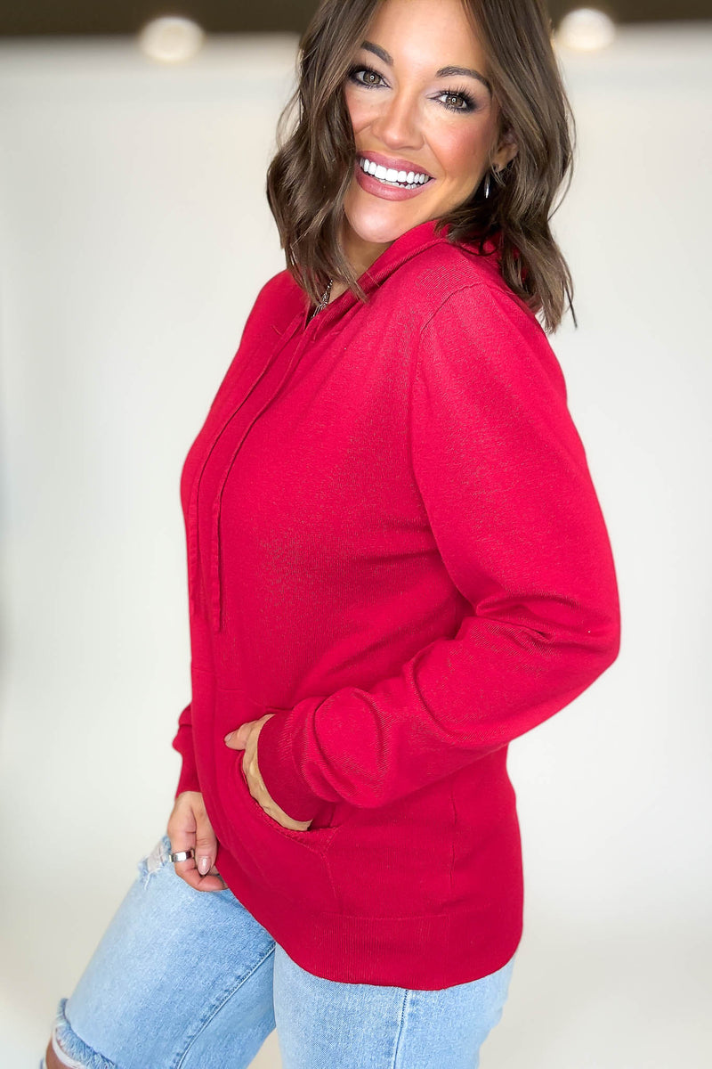 PINK FRIDAY Red Women's Sweater Hoodie With Front Pocket