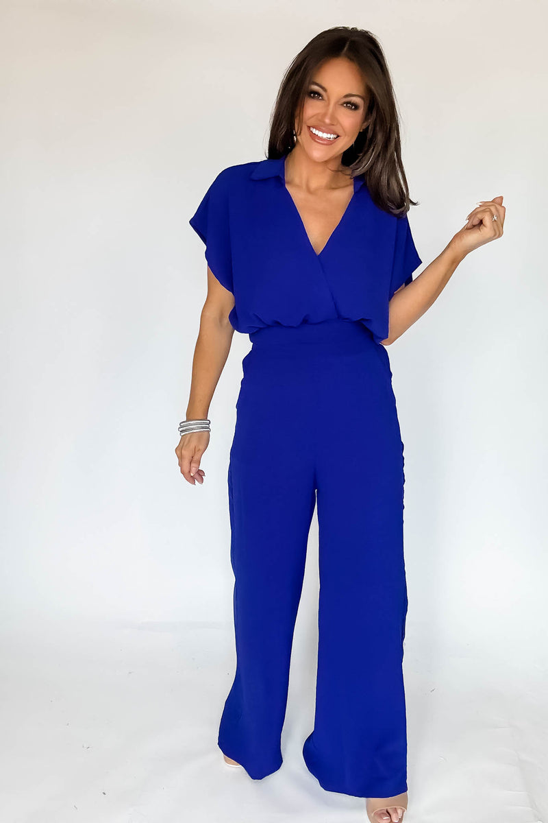 Royal Blue Woven Wide Leg Flowy Pants