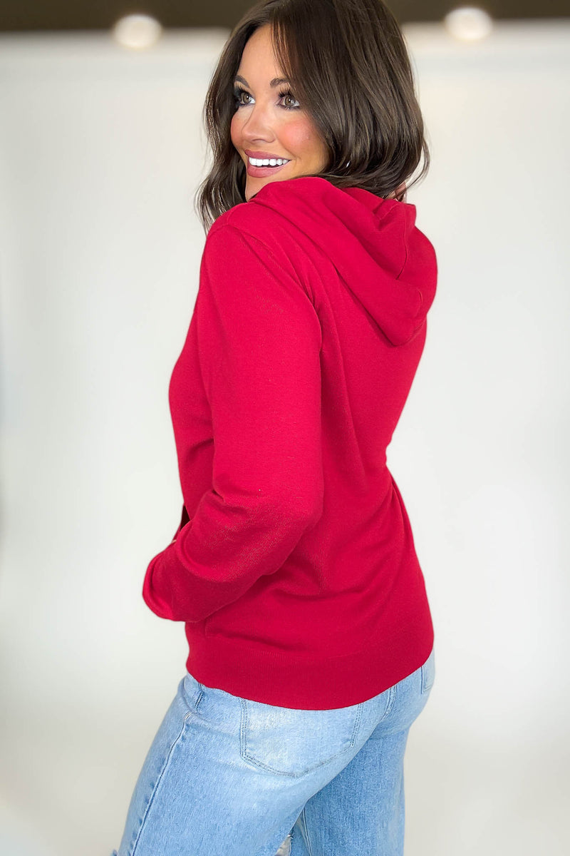 PINK FRIDAY Red Women's Sweater Hoodie With Front Pocket
